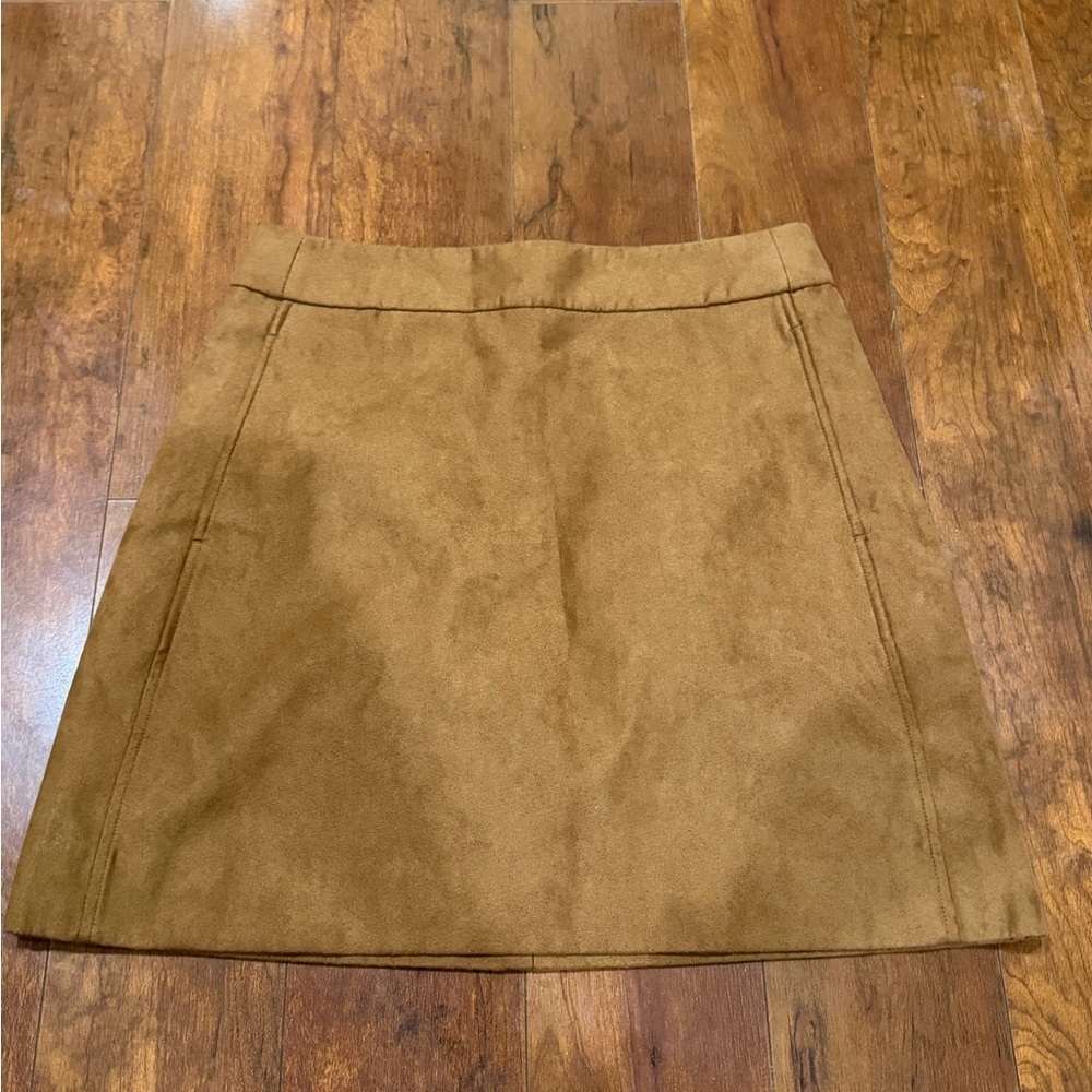 J. Crew Tan A-Line Suede-Look Skirt